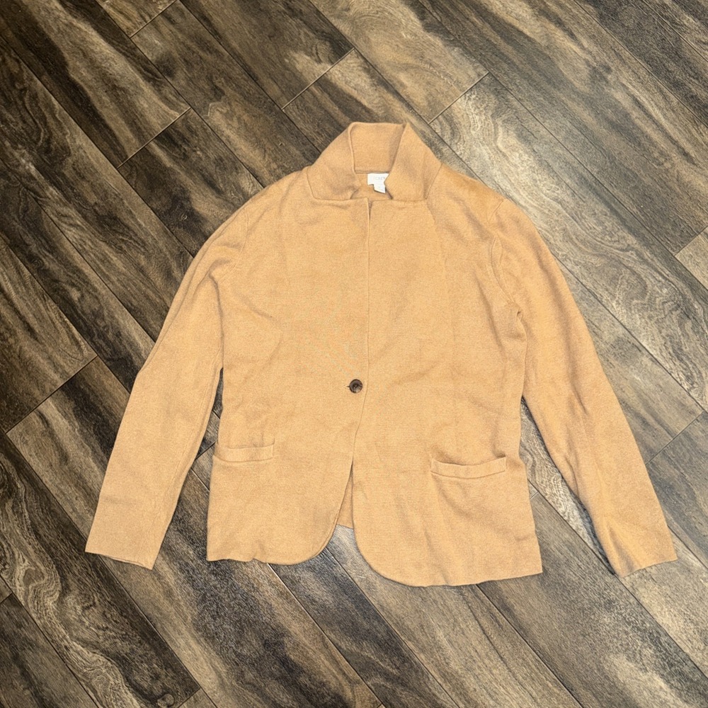 JCREW Knit Sweater Blazer Long-Sleeve Women's Size Small Camel Tan Brown Button